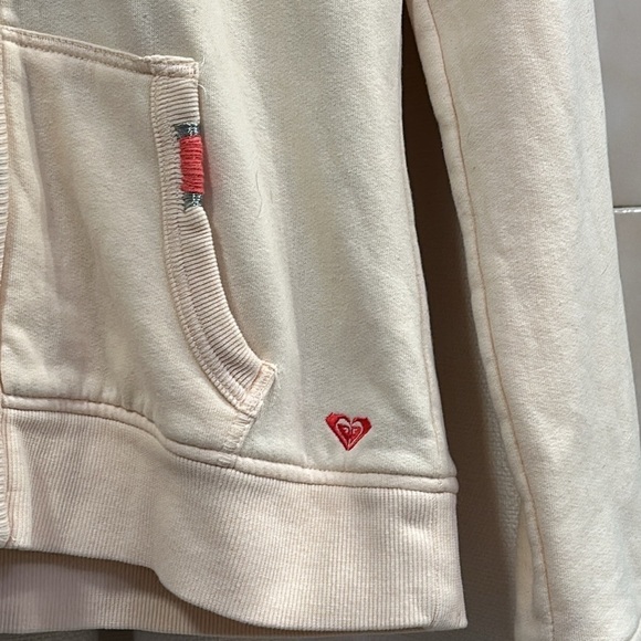 Roxy Light Peach Faux Fur Lined Hood Zip Hoodie Sweatshirt Junior Womens Medium - Picture 4 of 11